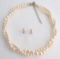 Ivory Pearls Swarovski Twisted Necklace & Stud Earrings Jewelry