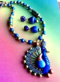 Handmade Terracotta Jhumka Earrings & Peacock Necklace
