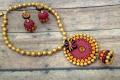Red & Orange Terracotta Chakra Necklace Jhumka Set