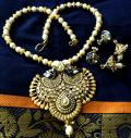 Antique Designer 1 Gram Gold Set with Double Peacocks Pendant
