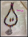 Handmade Wooden Beads Necklace with Silver Peacock Pendant Handmade Wooden Beads Necklace with Silver Peacock Pendant
