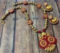 Red & Yellow Handcrafted Polymer Clay Art Jewelry Set