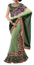 Stunning Mehandi Green One Minute Designer Bridal Lehenga Saree -SOLD Stunning Mehandi Green One Minute Designer Bridal Lehenga Saree -SOLD