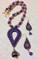 Tear Drop Purple Terracotta Necklace & Earrings Set!!!!!