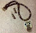 Cute owl Set Dressed in Brown Glass Beads!!!!!