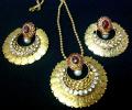 Goldtone Microplated Lakshmi Coin Pendant & Earrings