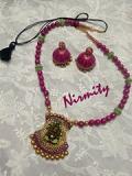 Polymer Clay Ganesha Pendant with Long Necklace & Jhumka