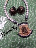 Terracotta Ganesha Necklace Set in Black & Pearls Terracotta Ganesha Necklace Set in Black & Pearls
