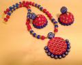 Terracotta Jewelry Set in Bright Red and Blue