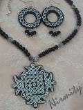Traditional Pattern Clay Kolam Necklace & Earrings Set