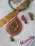 Terracotta Jewelry, Temple Mango Design Necklace & Earrings set 
