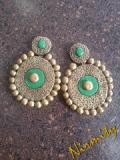 Antique Gold and Green Baked Clay Earrings Antique Gold and Green Baked Clay Earrings