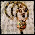 Meenkari Necklace & Jhumka Set in Black & Yellow Combo