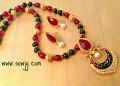Antique Necklace Designed with Red and Green Beads!!!!!
