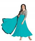 Turquoise Bollywood Style Georgette Designer Anarkali Suit Turquoise Bollywood Style Georgette Designer Anarkali Suit