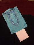 Embroidered Blue Cotton Kurta Pajama For Boys Embroidered Blue Cotton Kurta Pajama For Boys