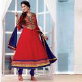 Red & Blue Embroidered Trendy Anarkali Dress (Unstitched) Red & Blue Embroidered Trendy Anarkali Dress (Unstitched)