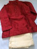 Self Design Maroon Kurta Pajama For Baby Boys