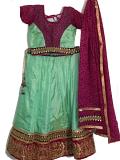 Formal Indian Dress For Girls, Aqua Purple Bandhani Lehenga Choli