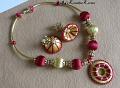 Gold and Maroon Handmade Silk Thread Necklace Set Gold and Maroon Handmade Silk Thread Necklace Set