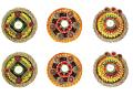 6 Pcs Fancy Decorated Tea Light Diya Rangoli / Diwali Return Gift