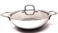 Vinod Platinum Triply Stainless Steel Extra Deep Kadai W Lid - 24cm 3.3ltrs