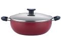Vinod Non Stick Deep Kadai Induction with Glass Lid 22cm