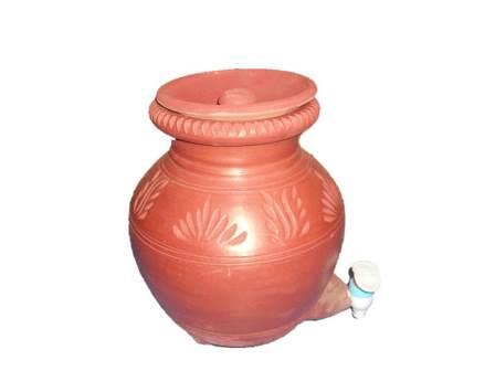 Earthen Clay Water Pot Matka Dispenser Pot Vessel Indian Handmade Classic 5  Litre Tank 