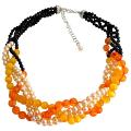 Fall Jewelry Fall Color Black Orange Peach Braid Necklace 