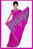 Pink Chiffon Saree /w Embroidery for Parties #577 Pink Chiffon Saree /w Embroidery for Parties #577