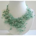 Green Jade Stone Chips Nugget Beads Dangling Necklace