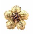Gold Flower Petals with Smoked Topaz & Topaz Bridal Brooch 2 x 2" Gold Flower Petals with Smoked Topaz & Topaz Bridal Brooch 2 x 2"