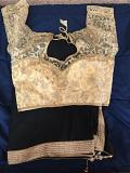 Designer Black & Gold Saree w/ Stitched Blouse