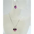 Amethyst Xilion Heart Pendant Swarovski Crystals Heart Jewelry Set 