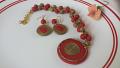 Handmade Red & Gold Polymer Clay Necklace Set Handmade Red & Gold Polymer Clay Necklace Set