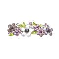 Amethyst Barrette Flowers Painted In Purple Crystals Wedding Hair Clip 