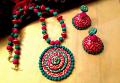 Embossed Design Terracotta Set in Green and Pink