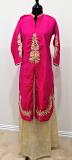Indo Western Fuchsia Pink long top w/ Golden Skirt (M) Indo Western Fuchsia Pink long top w/ Golden Skirt (M)