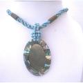 Turquoise Beaded Multi Strands Necklace w/ Abalone Shell Cream Color 