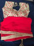 Designer Red & Gold Georgette Saree & Blouse