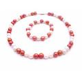 Return Gift Cheap Jewelry Necklace & Bracelet Red & White Beads 