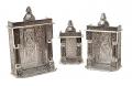 Small Silver Pooja Mandir for Home / Office / Car - 3 Piece Set Small Silver Pooja Mandir for Home / Office / Car - 3 Piece Set
