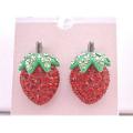 Earrings Juicy Strawberry Stud Earring Sparkling Embedded Red Crystals 