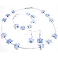 Jewelry White Tiny Beads Blue Butterfly Necklace Earrings Bracelet Jewelry White Tiny Beads Blue Butterfly Necklace Earrings Bracelet