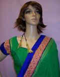 Stunning Zari Work Green Chiffon Wedding Party Wear Saree #2379