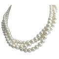 Ivory Pearl Twisted Necklace Three Strand Pearl Necklace