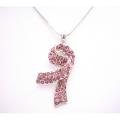 Breast Cancer Awareness Pendant Necklace Rose Crystals Pendant  