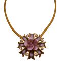 Gorgeous Golden Lilac & purple flower Pendant