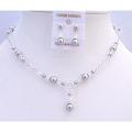 Silver Pearls Clear Crystals Prom Bridal Bridesmaid Swarovski Jewelry 