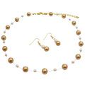 Handmade Jewelry Harvest Gold Pearls Ivory Pearls Gold Chain Jewelry 
